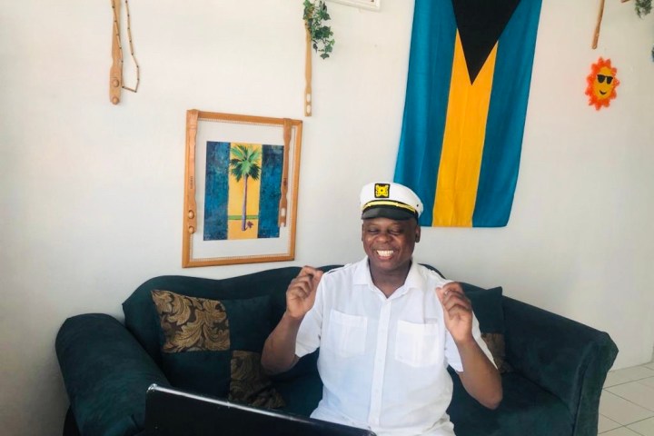 a person sitting on a couch